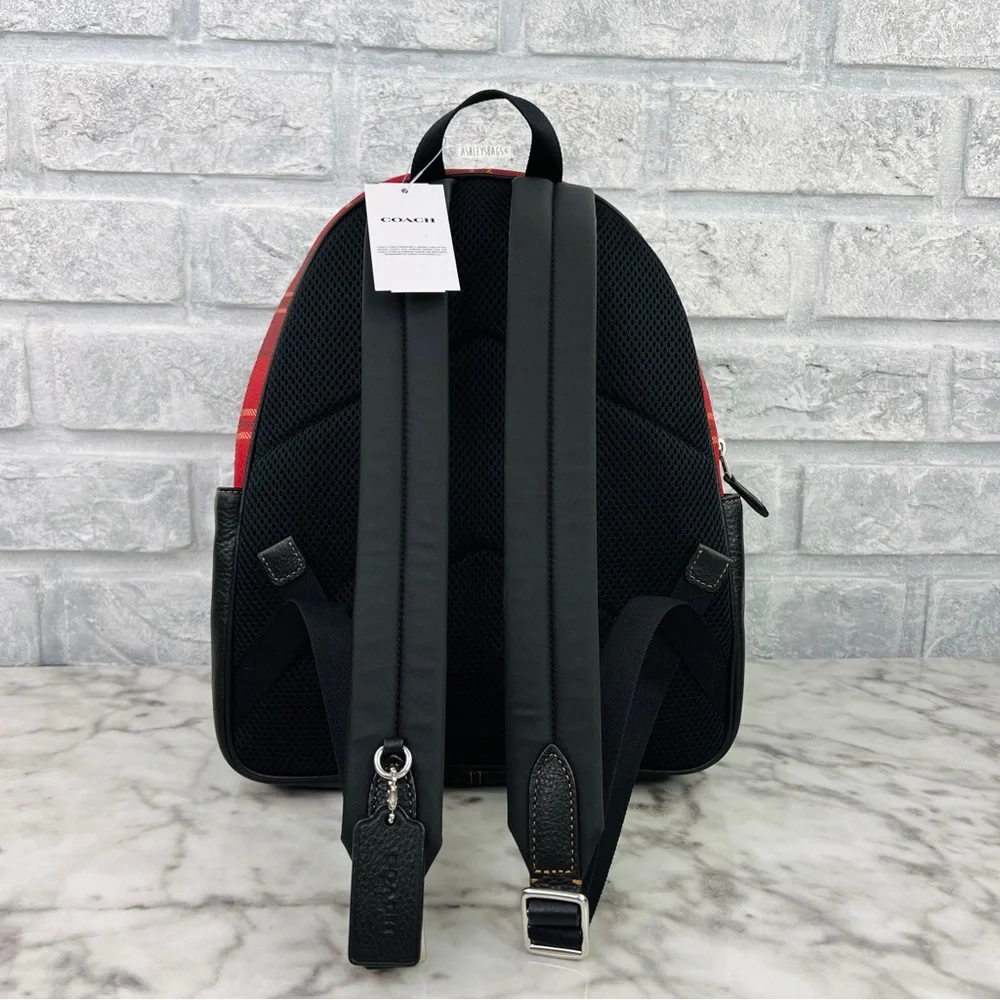 Coach Court Backpack With Tartan Plaid Print - Picture 6 of 16